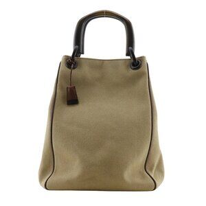 GUCCI Wood handle Handbag 106493 beige canvas Women